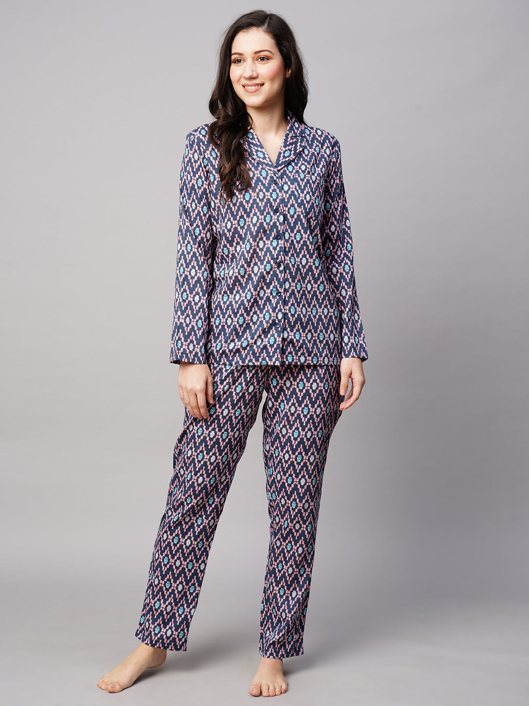 Women 2 Pieces Ethnic Motifs Printed Night suit