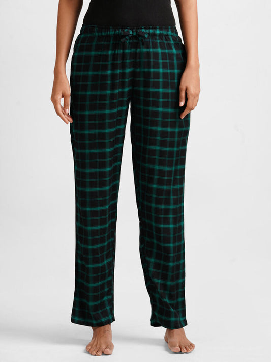 Women Black & Green Checked Lounge Pants