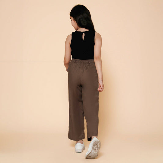 Solid Pant and Tee-Brown & Black