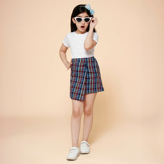 Girls Checkered Flap Skirt and Tee Set