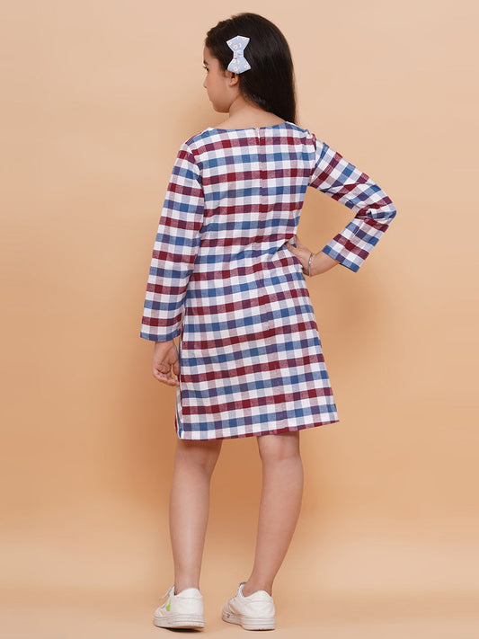 Plaid Dress with Waist Front Tie-Multi