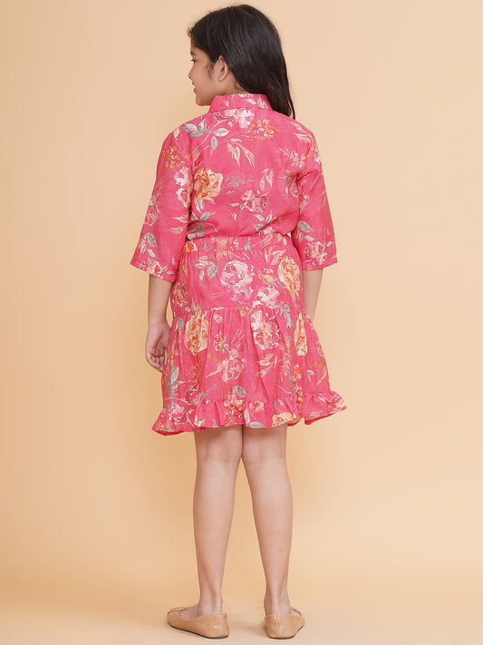 Girls Floral Pink Skirt and Shirt Co-Ord Set