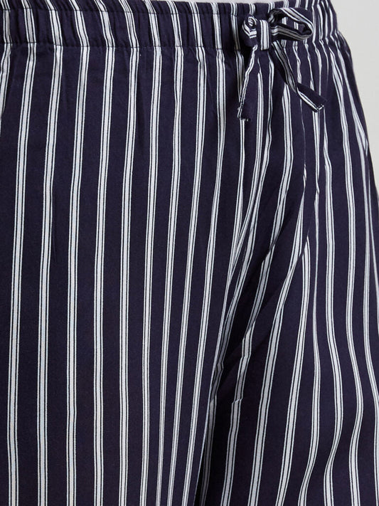 Women Navy & White Striped Lounge Pants