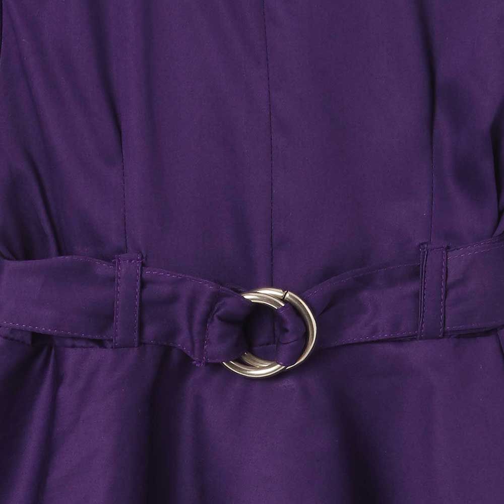 Purple stylish ballon sleeves dress