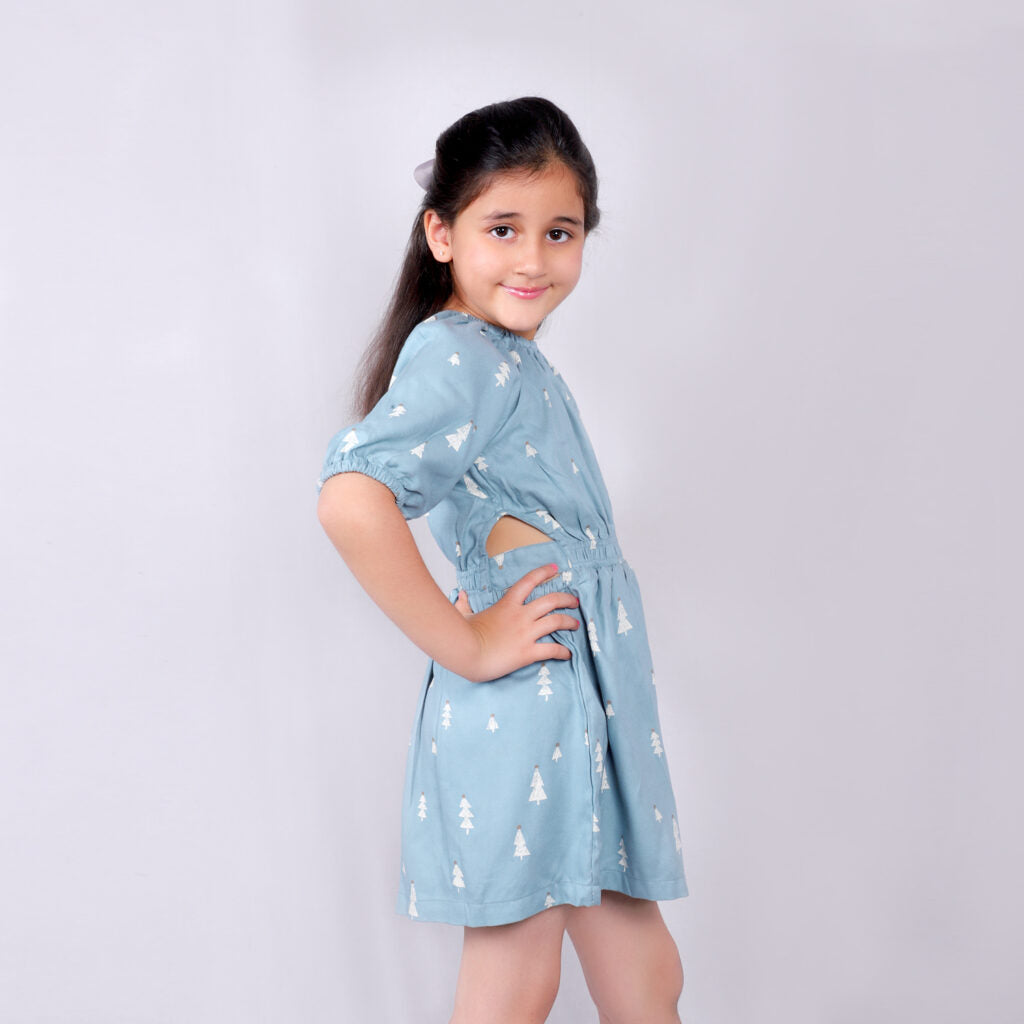 Green Full Sleeves All Over Printed Dress