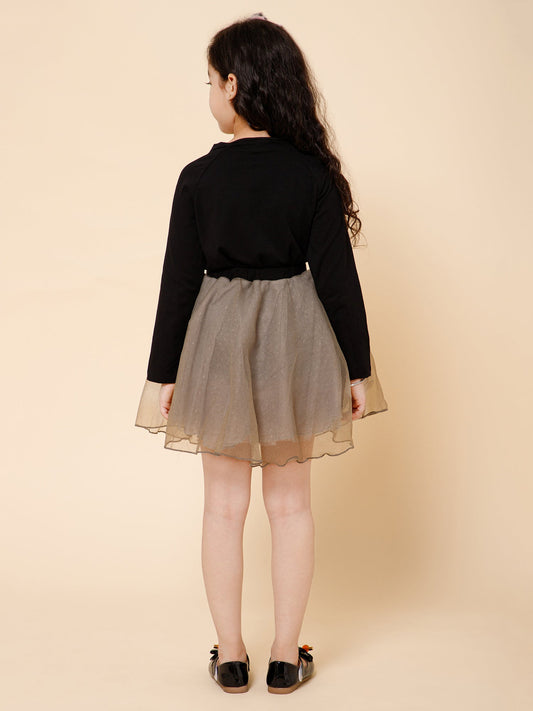 Grey & Black Skirt Top