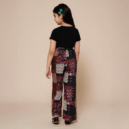 Elasticated Parallel Pant with Tee - Black