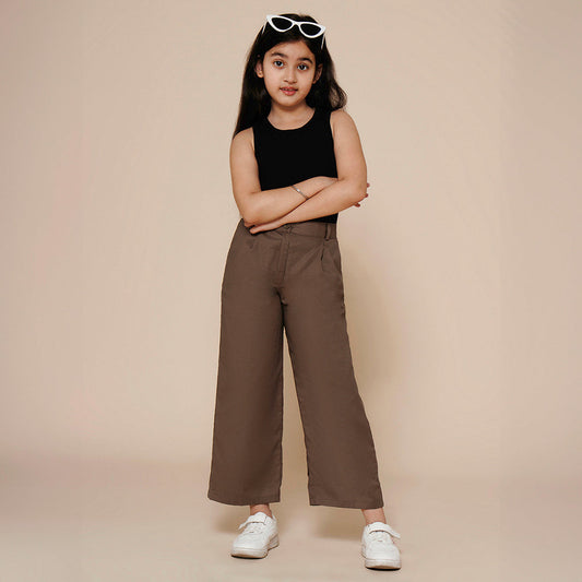 Solid Pant and Tee-Brown & Black