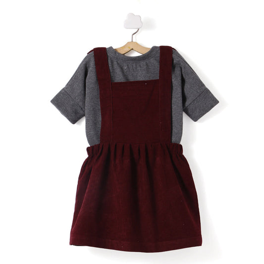 Maroon Pinafores with Top Set