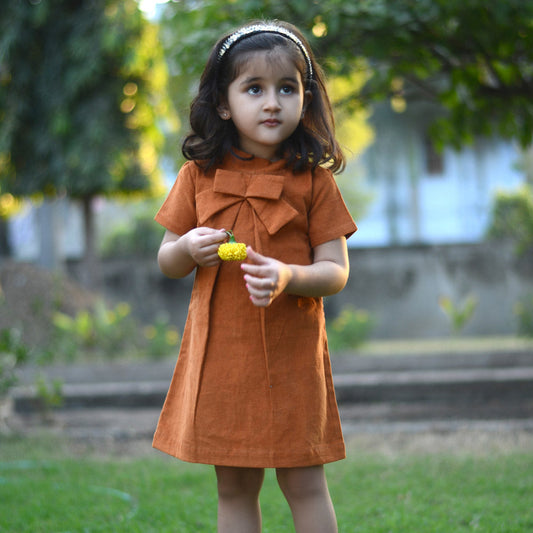 Brown Dress with Cute Bow