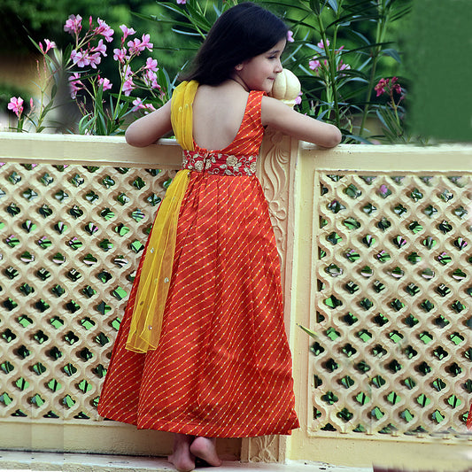 Orange Sleeveless Full Gown