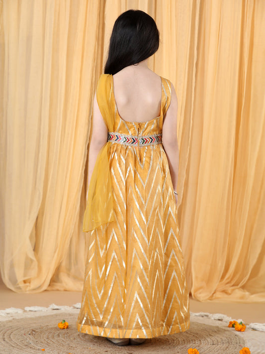 Girls Geometric Printed Anarkali Kurta