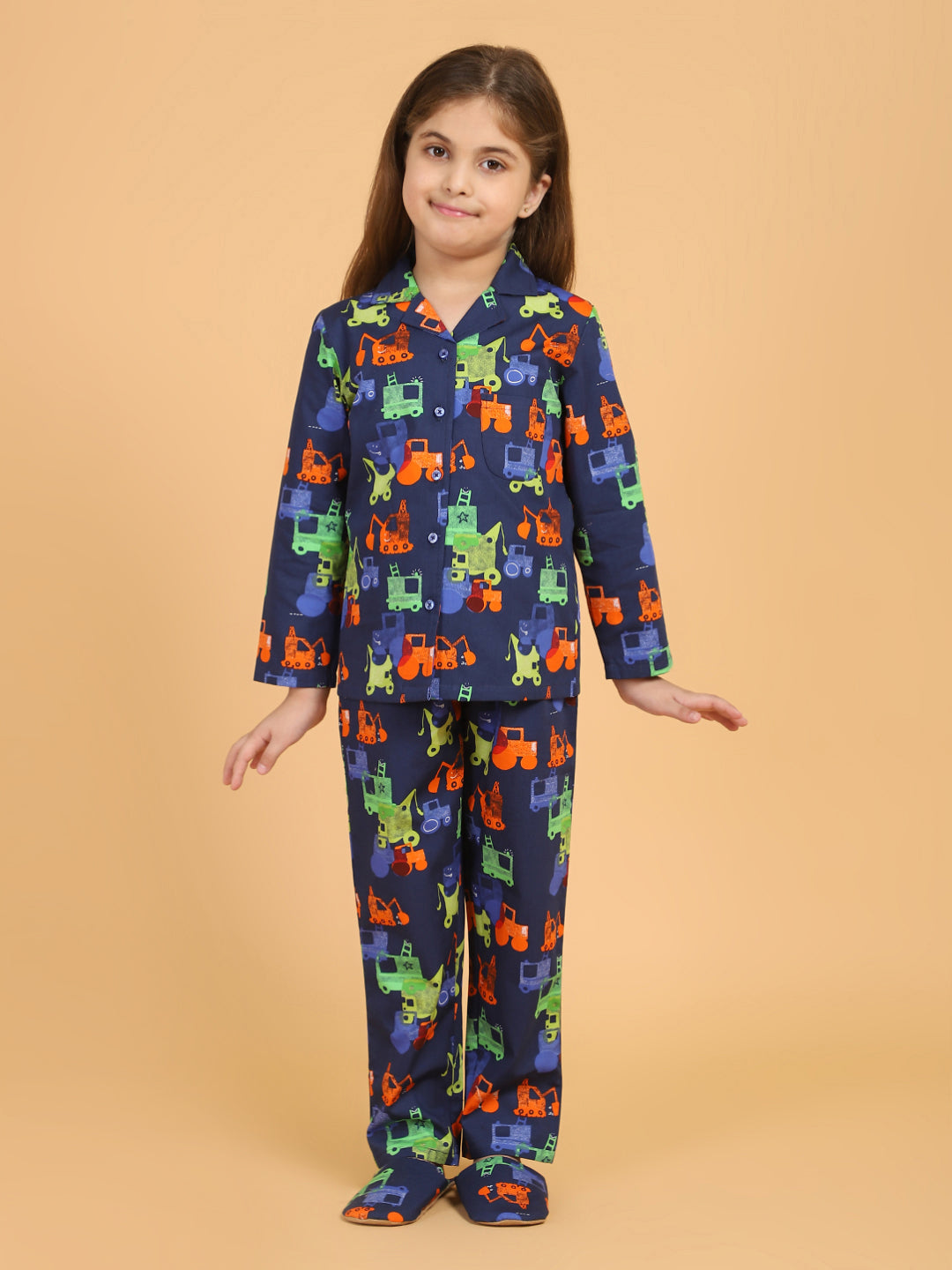 Girls Navy Blue Pyjama Night Suit Set