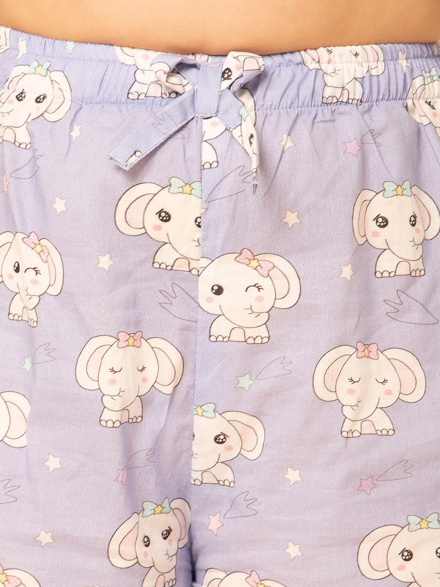 Girls Baby Elephant Printed Top And Shorts Night Suit Set