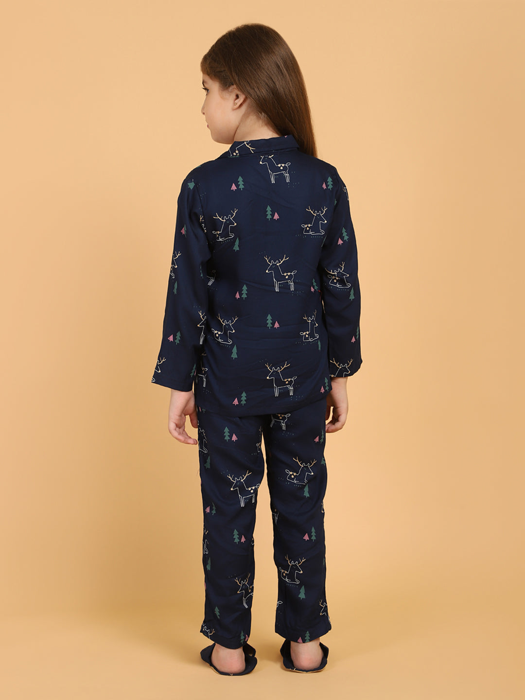 Navy Blue All Over Print Top & Pyjama Sets