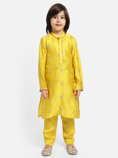 Yellow Full Sleeve Kurta Pyjama Set