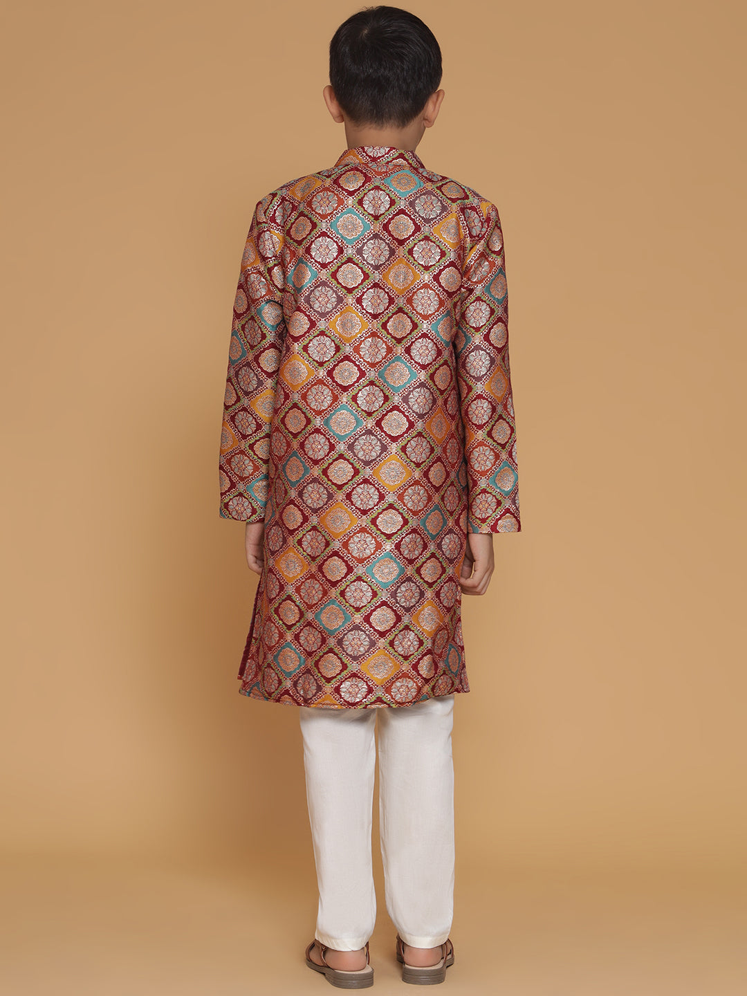 Maroon Jacquard Sherwani and Pyjama