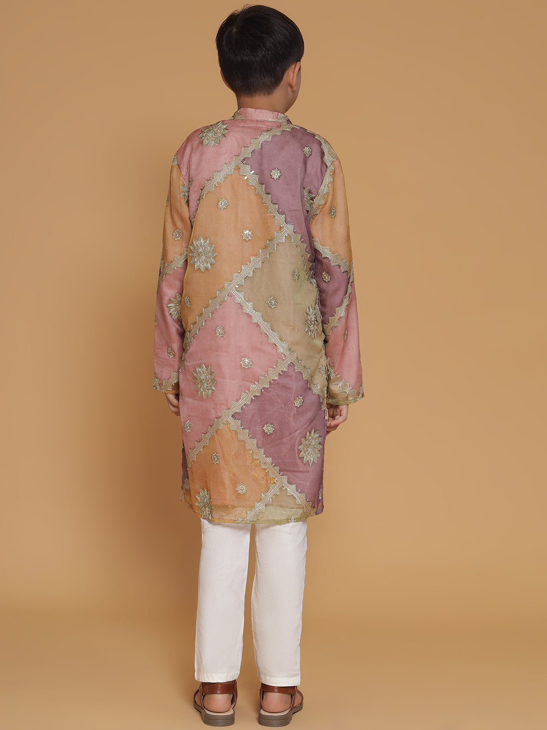 Piccolo Zari Embroidered Patchwork Kurta & Pajama Set – Mauve