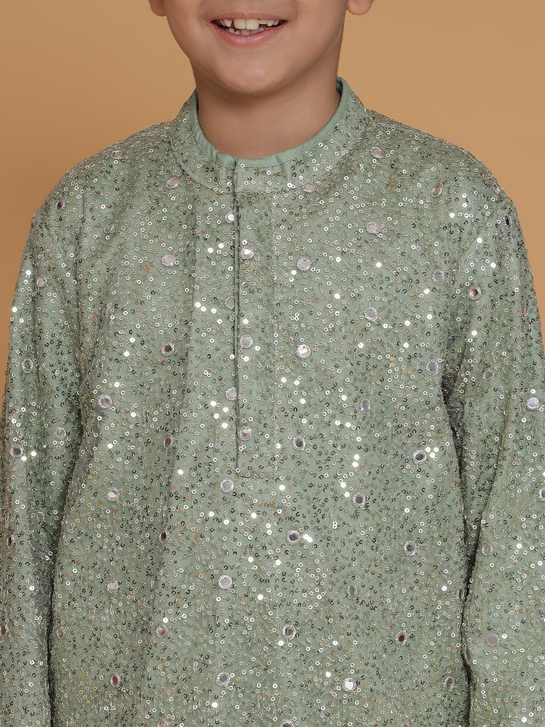 Piccolo- Sequin Kurta Pyjama Set- Green