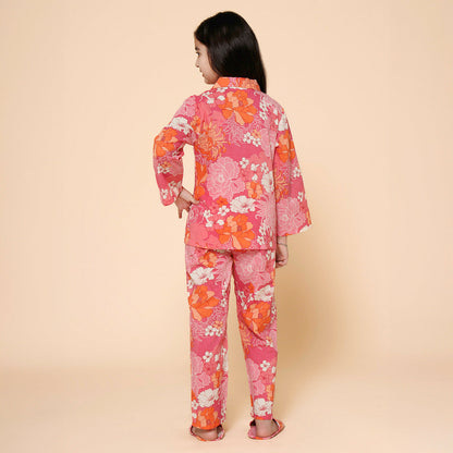 Pink Floral Night Shirt with Pyjama &amp; Slipper