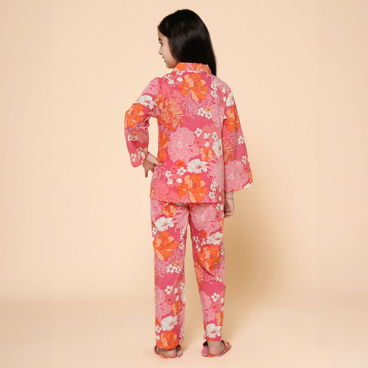 Pink Floral Night Shirt with Pyjama &amp; Slipper