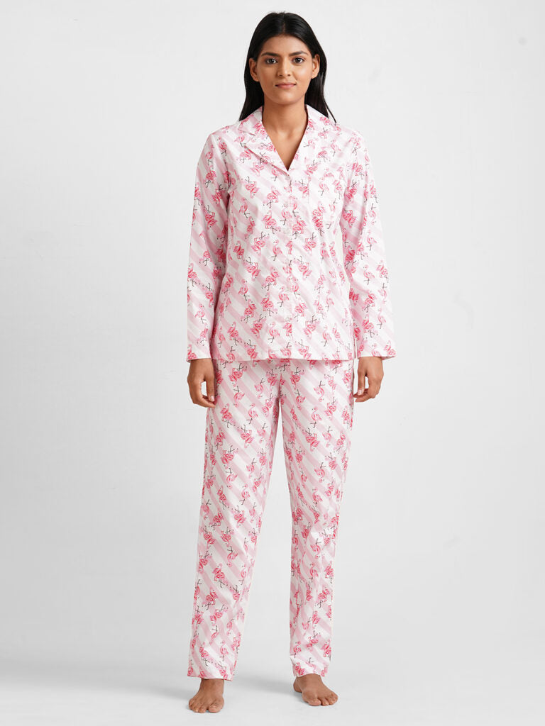 Women Pink Printed Night suit