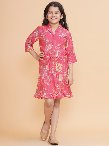 Girls Floral Pink Skirt and Shirt Co-Ord Set