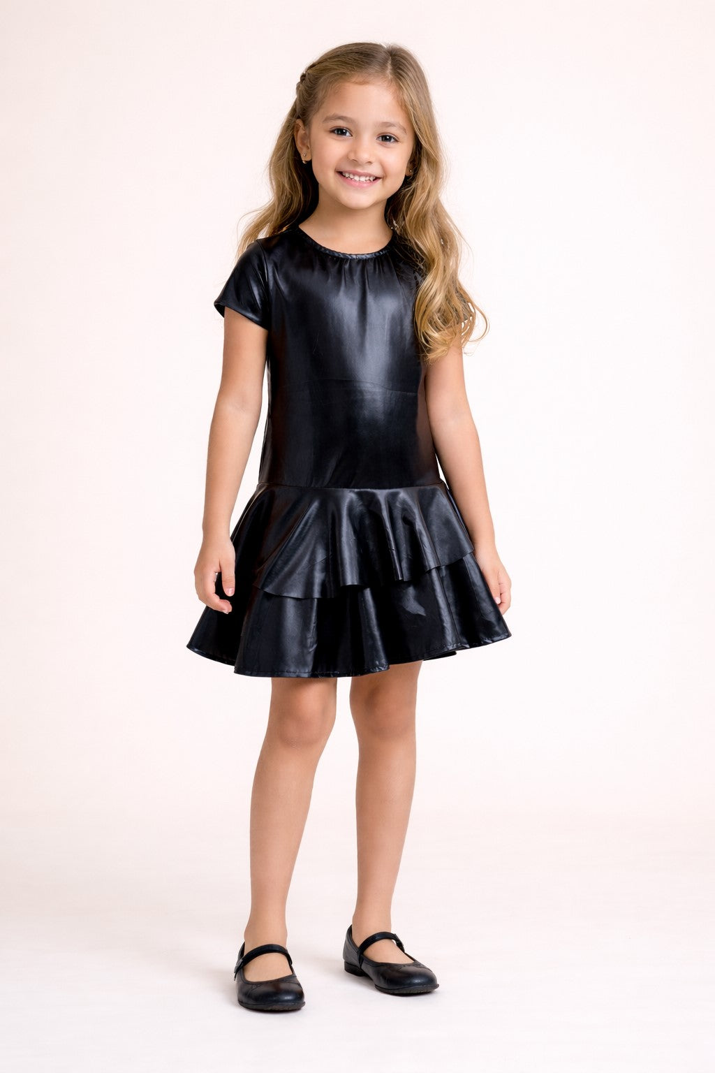 Faux Leather Layered Aysmmetric Dress