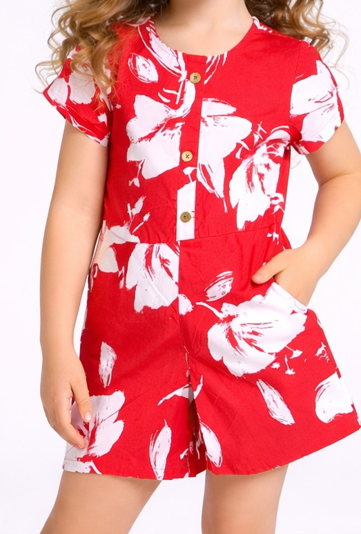 PICCOLO Floral Printed Playsuit-Red