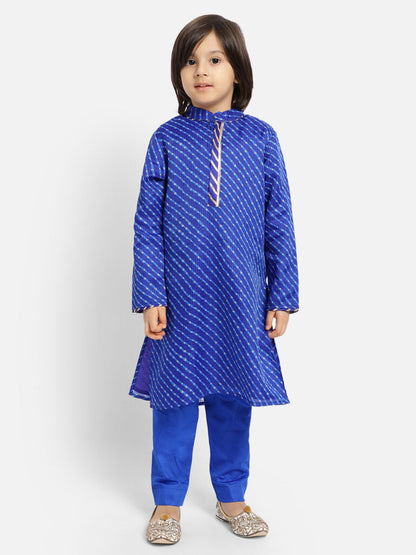 Royal Blue Printed Full Sleeve Kurta Pyjama Set