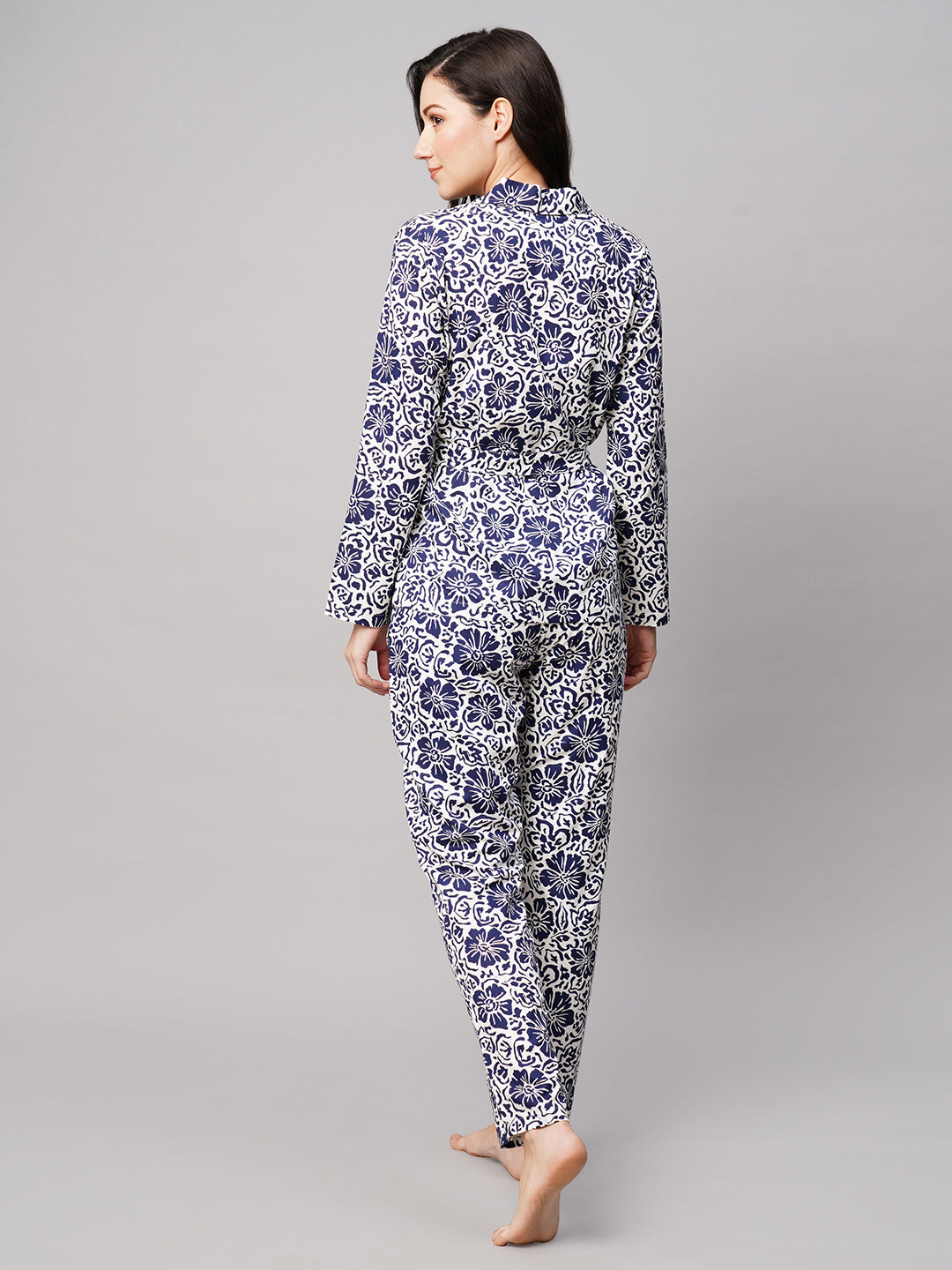 Women 2 Pieces Floral Printed Pure Cotton Night Suit