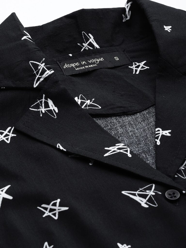 Women Black &amp; White Conversational Printed Night Suit