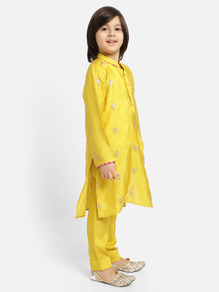 Yellow Full Sleeve Kurta Pyjama Set