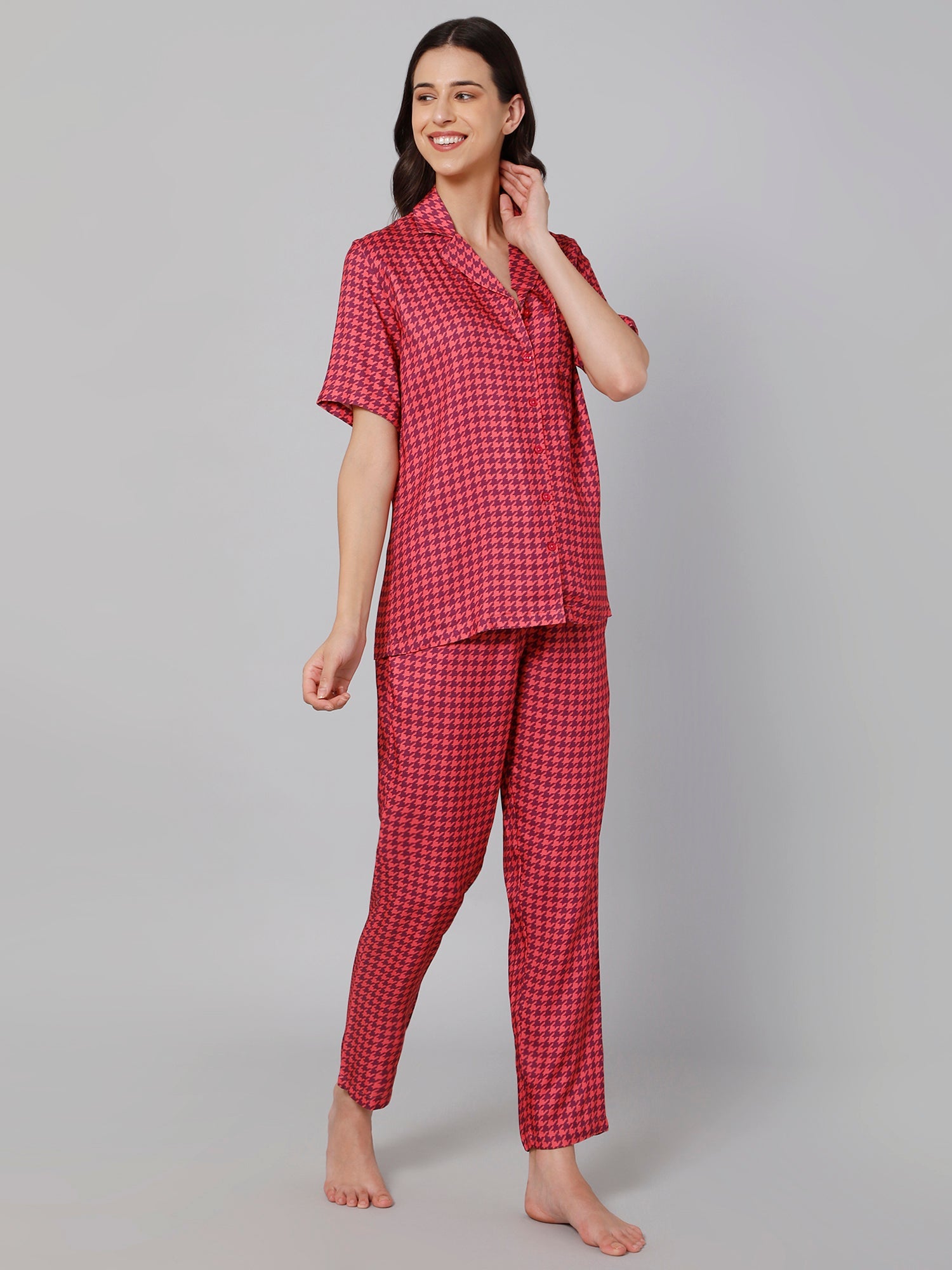 Women Pink Printed Night suit