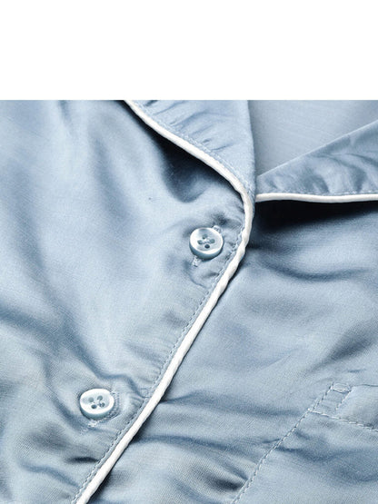 Women Blue Solid Night Suit With Eye Mask