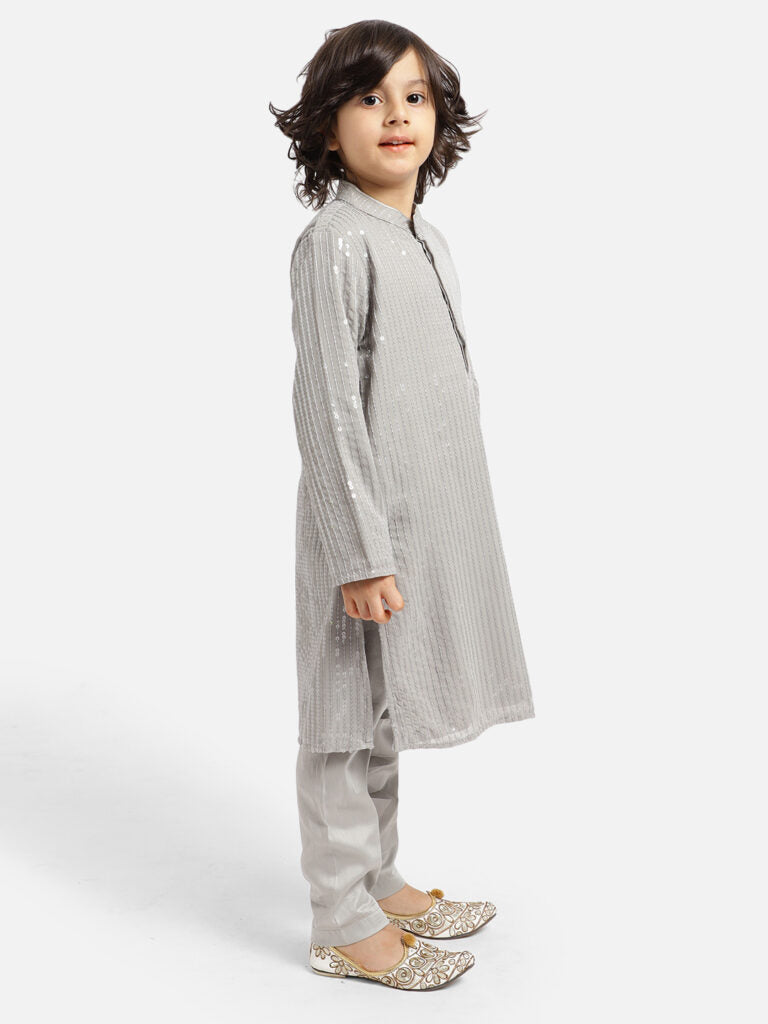 Grey Siquin Kurta Pyjama Set