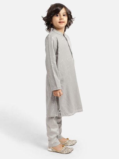 Grey Siquin Kurta Pyjama Set