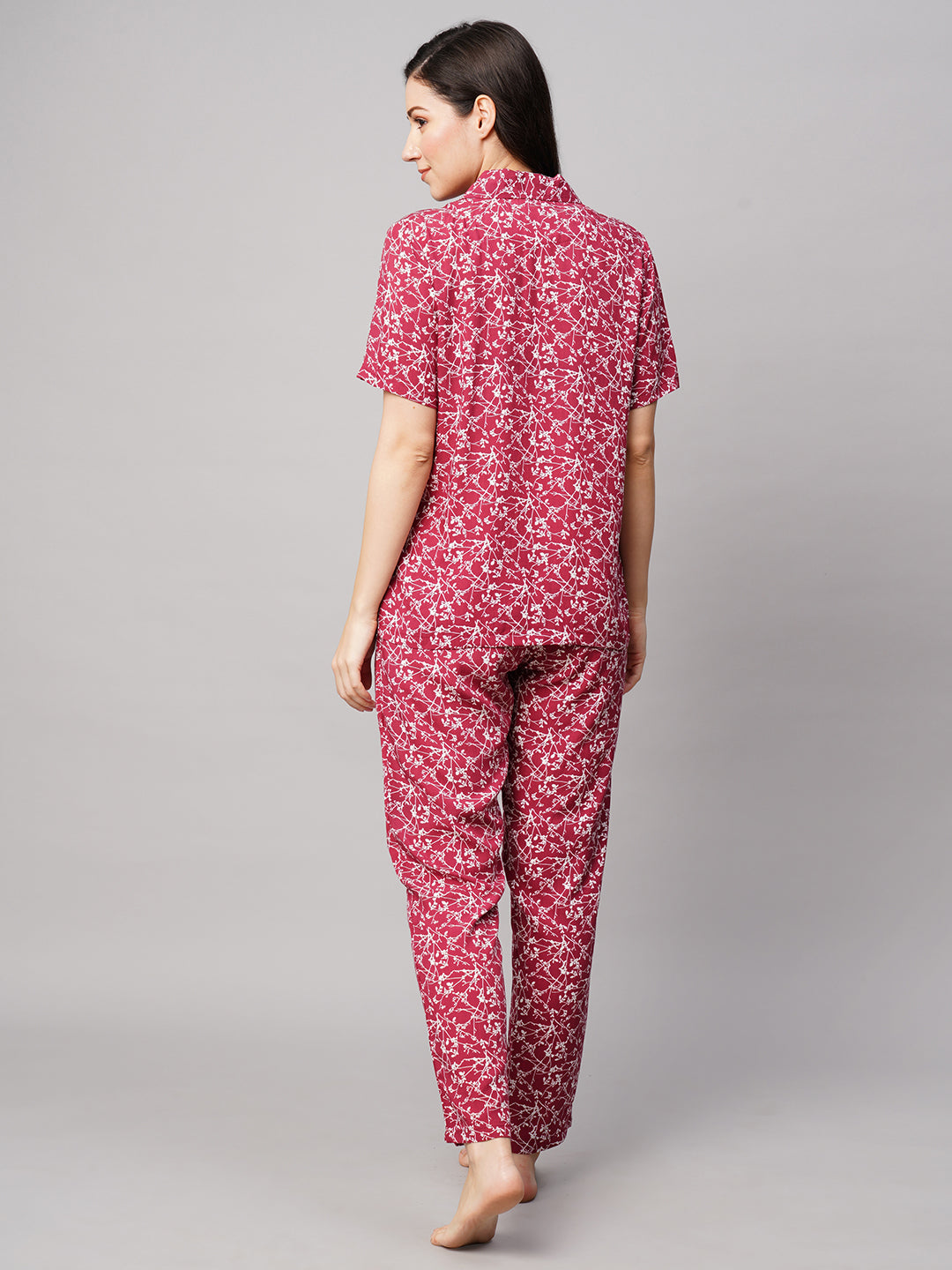 Women 2 Pieces Floral Printed Night suit