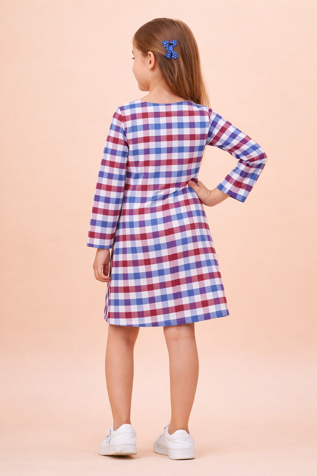 Plaid Dress with Waist Front Tie-Multi