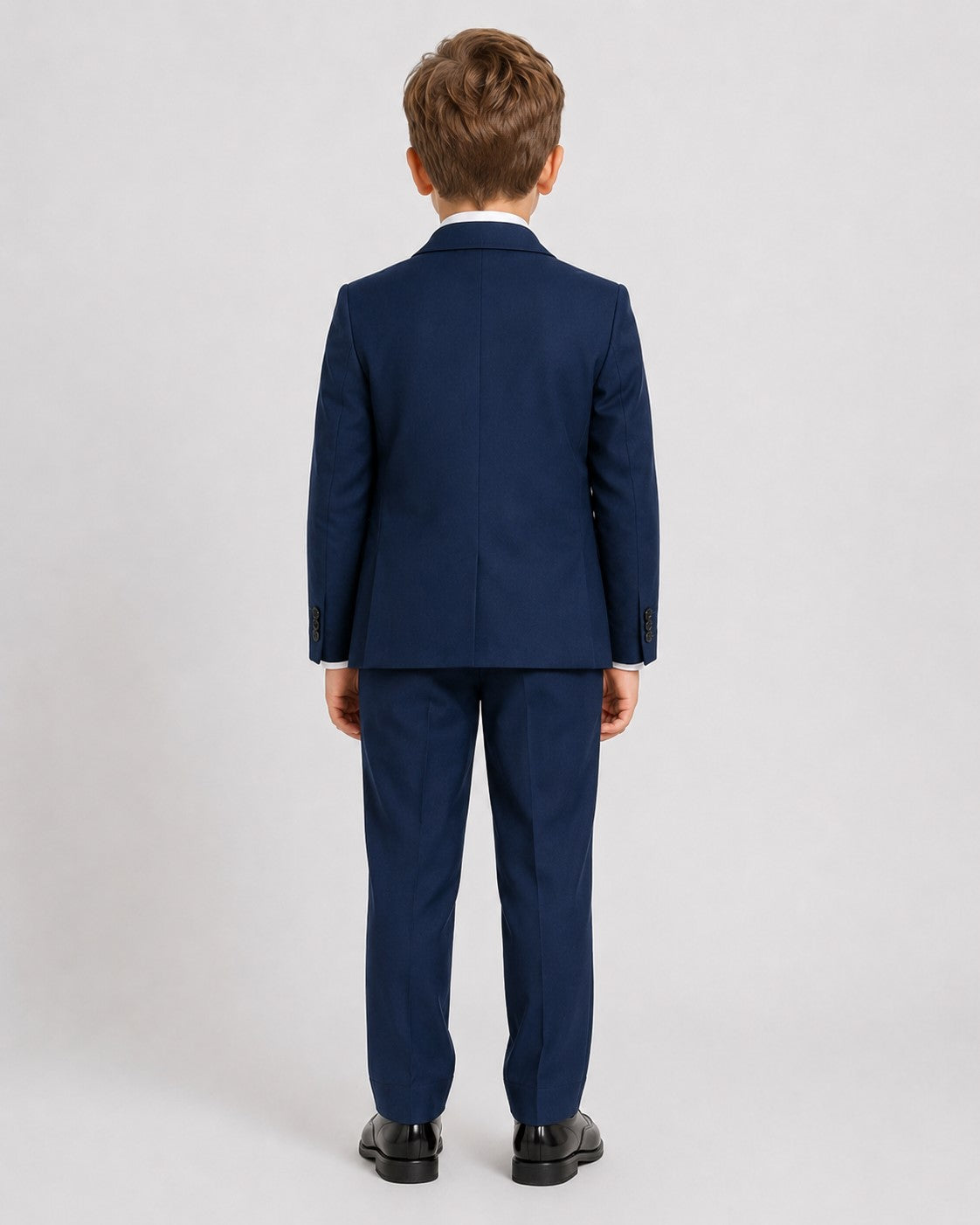 Piccolo-Boys Five-Piece Single-Breasted  Party Wear Blazer Suit Set with Bow & Pocket Square- Blue