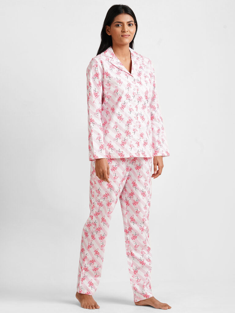 Women Pink Printed Night suit