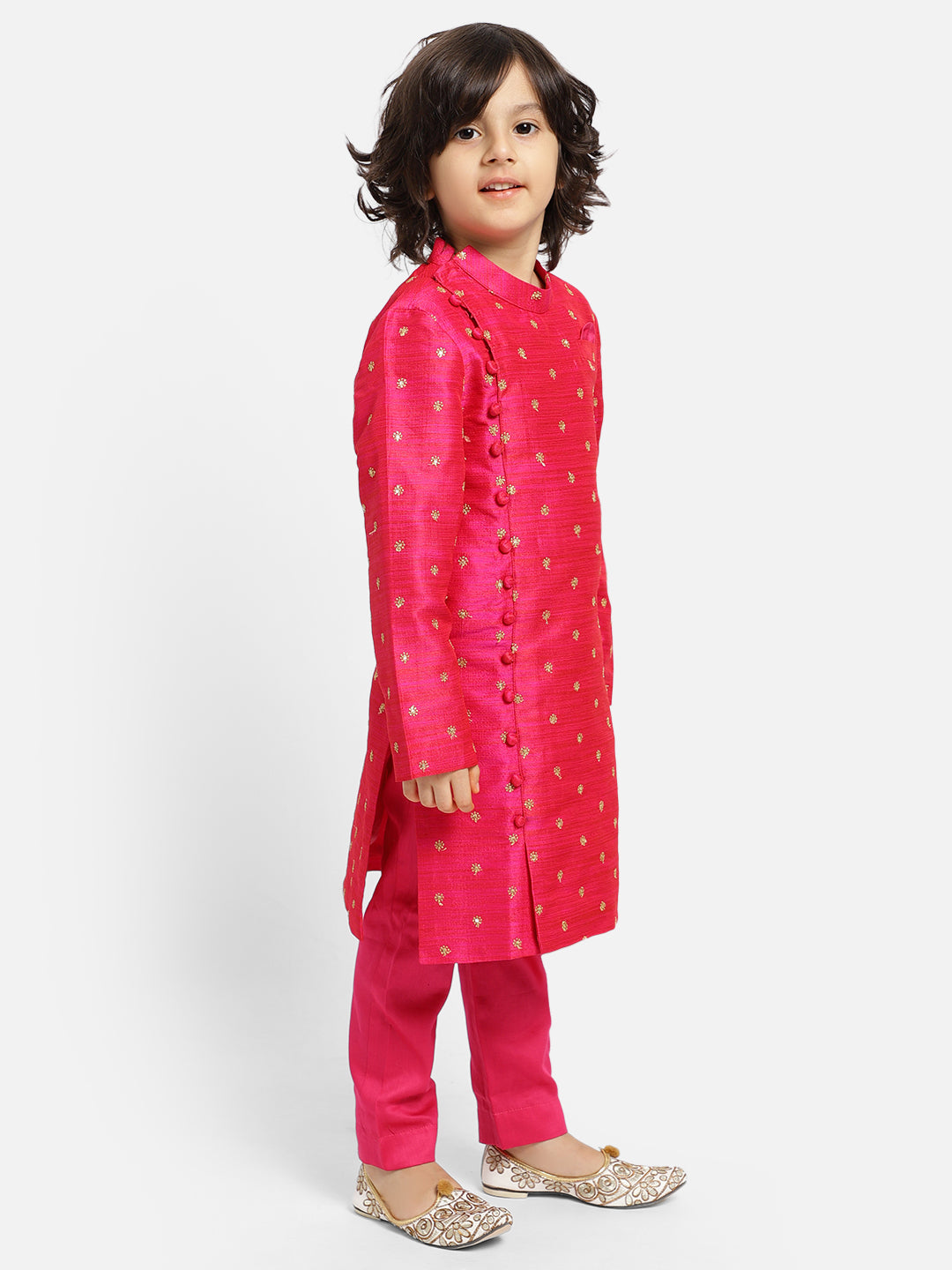 Piccolo Boys Pink Brocade Kurta & Pant Set