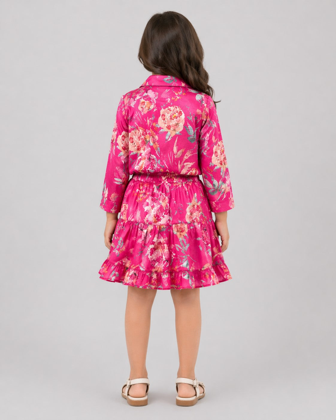 Girls Floral Pink Skirt and Shirt Co-Ord Set
