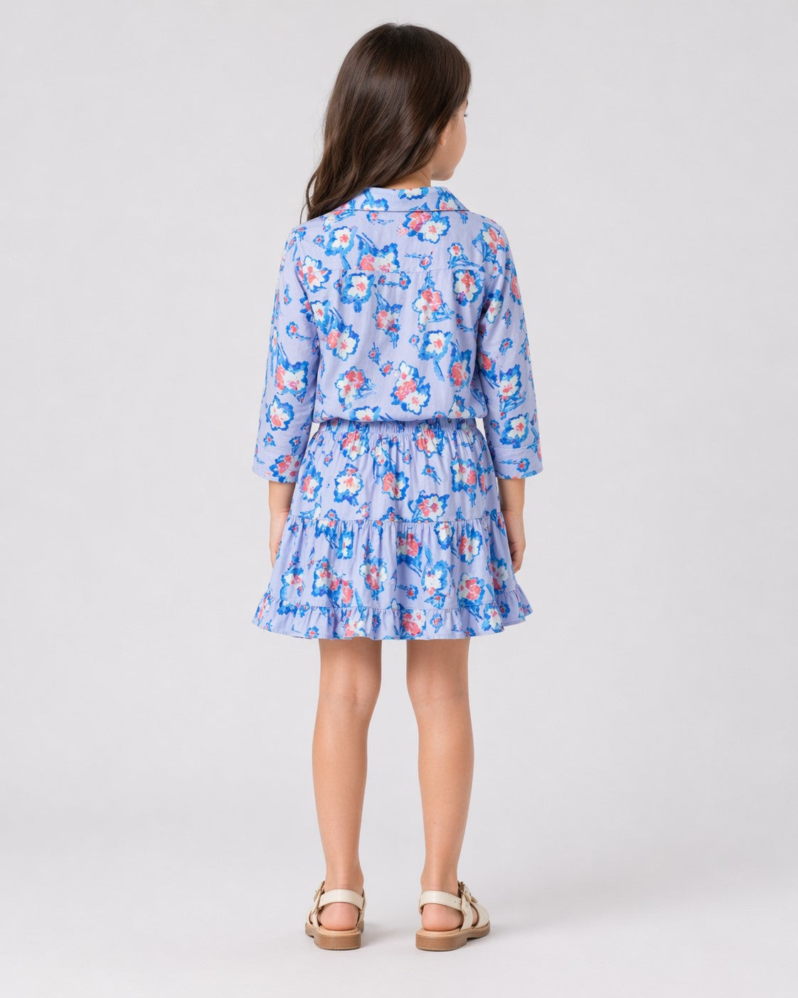 Girls Floral Co-ord Skirt & Shirt Set