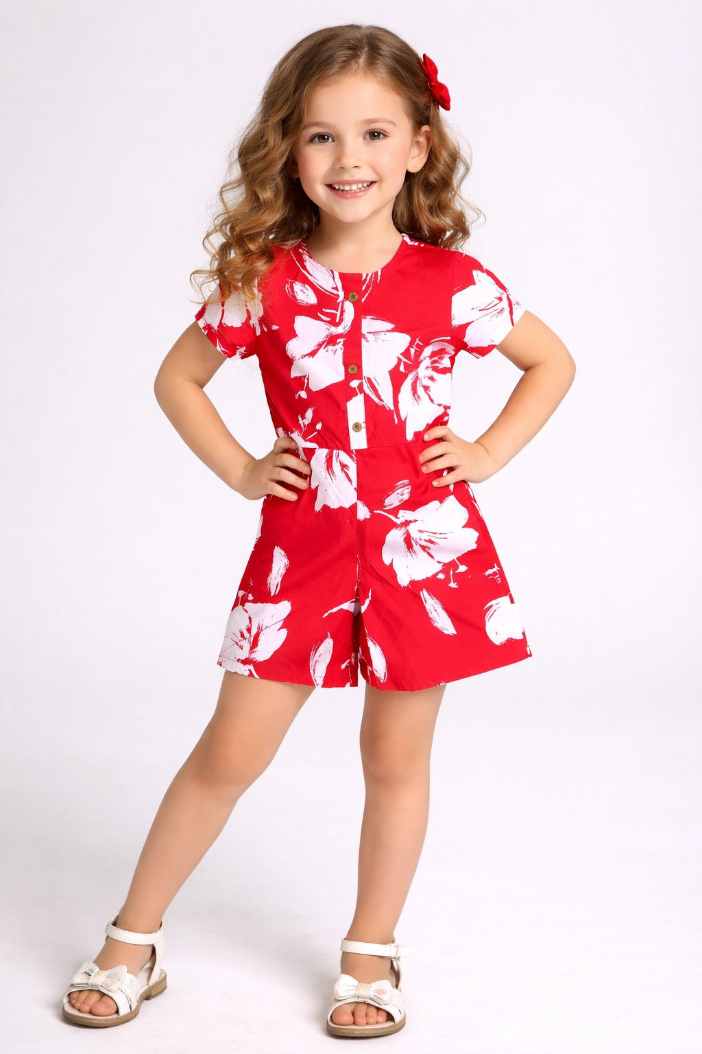 PICCOLO Floral Printed Playsuit-Red