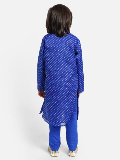 Royal Blue Printed Full Sleeve Kurta Pyjama Set