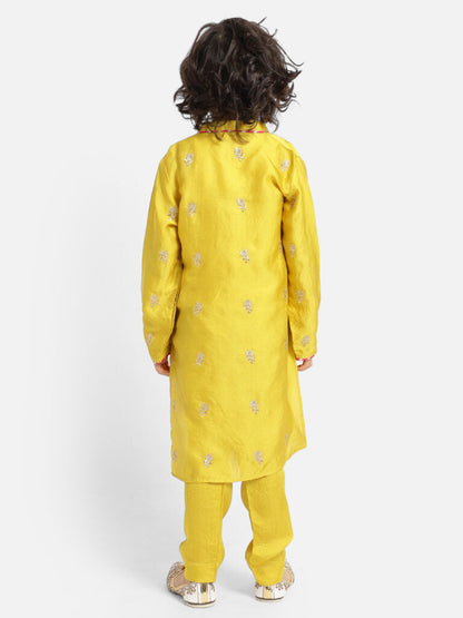 Yellow Full Sleeve Kurta Pyjama Set