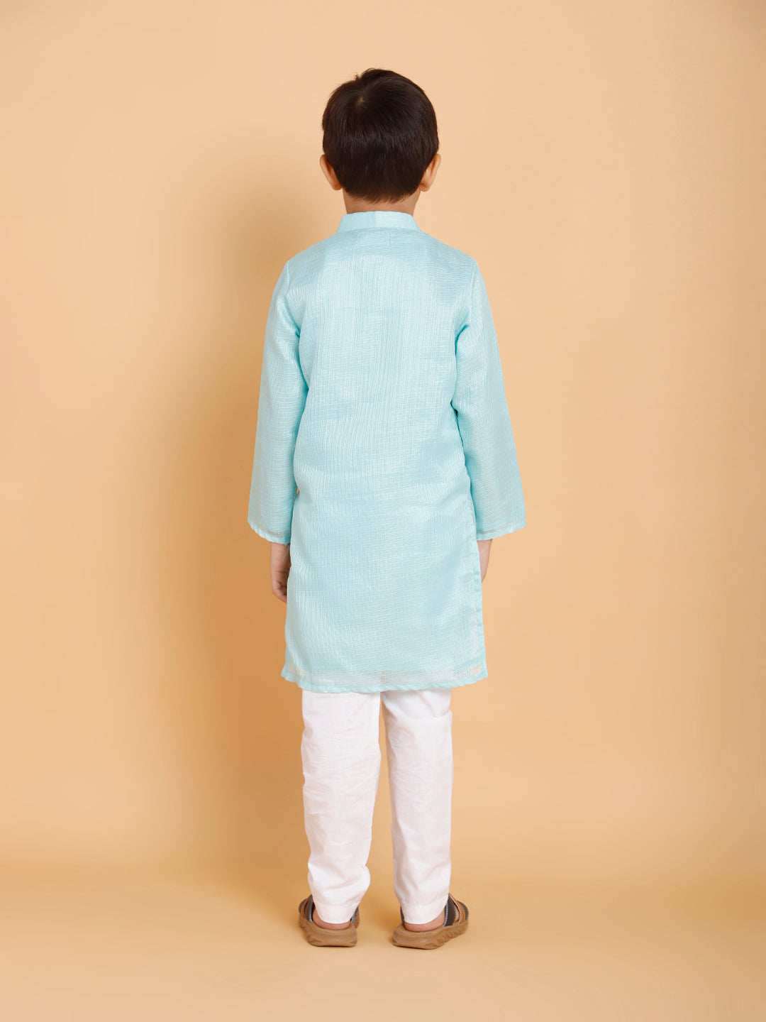 Blue Kurta with Embroidery with Pyjama (Set of 2)