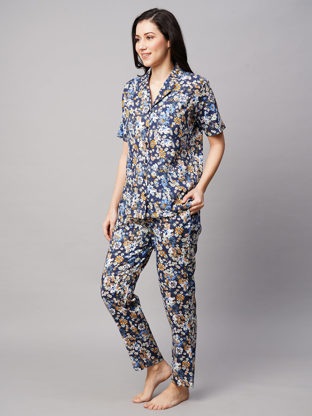 Women 2 Pieces Floral Printed Pure Cotton Night suit