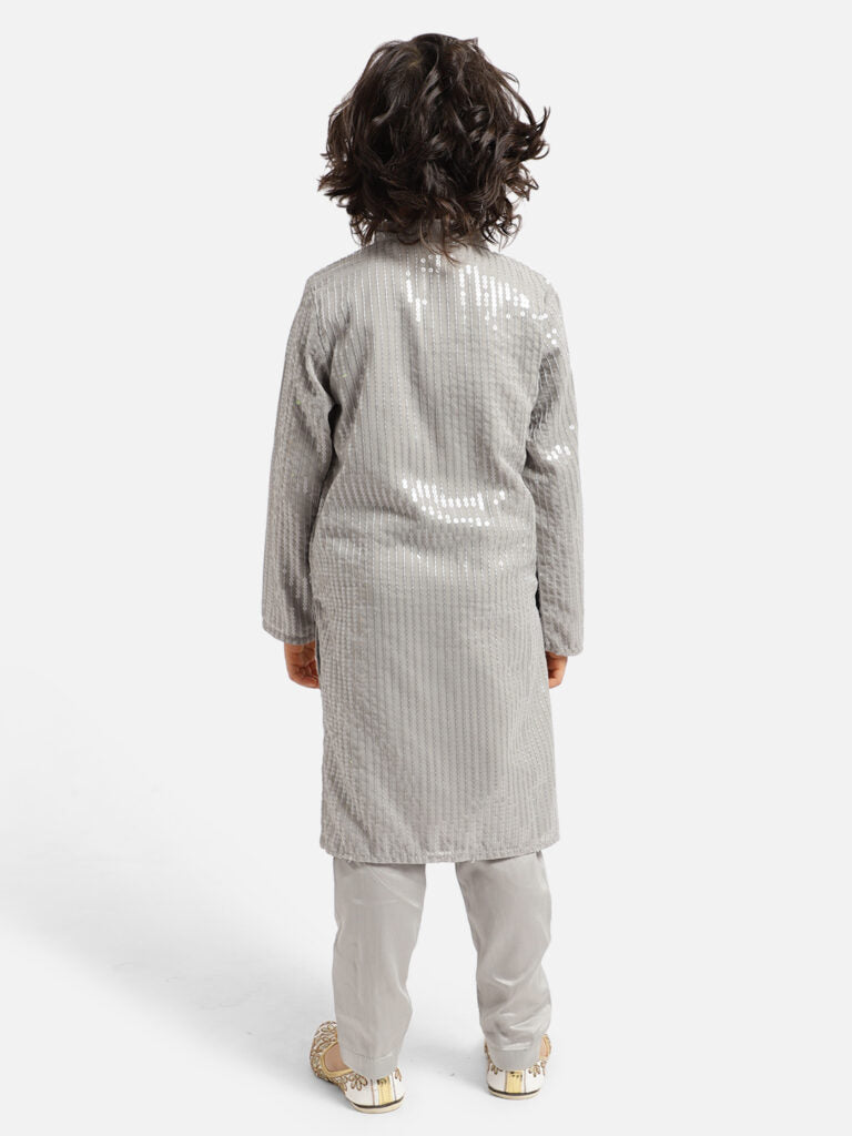 Grey Siquin Kurta Pyjama Set